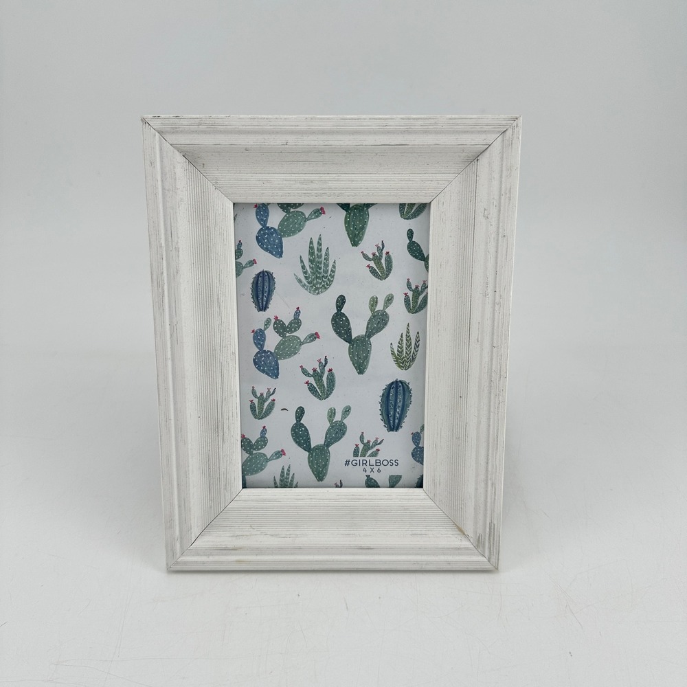 Girl Boss White Distressed Wood Picture Frame 4x6 Farmhouse Rustic Decor